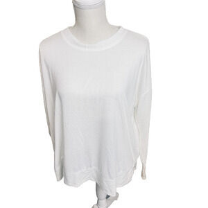 LUCKY BRAND Cloud Jersey Cozy Crewneck Knit Sweater White Sweatshirt womens L